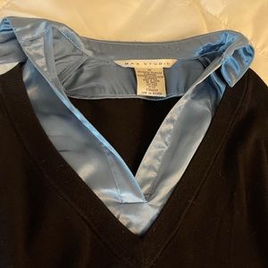 Blue satin collared shirt